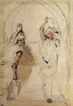  women Oil Painting - Two WOmen at the Well Romantic Eugene Delacroix